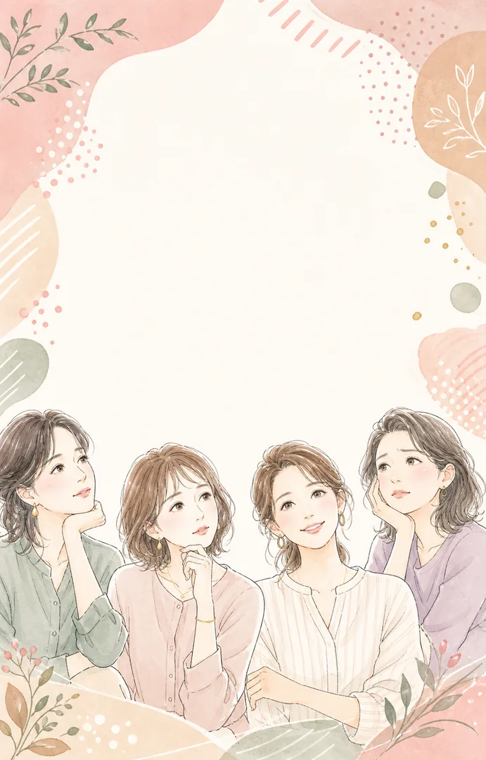 4人の女性が並ぶ、やさしい雰囲気の診断イラスト